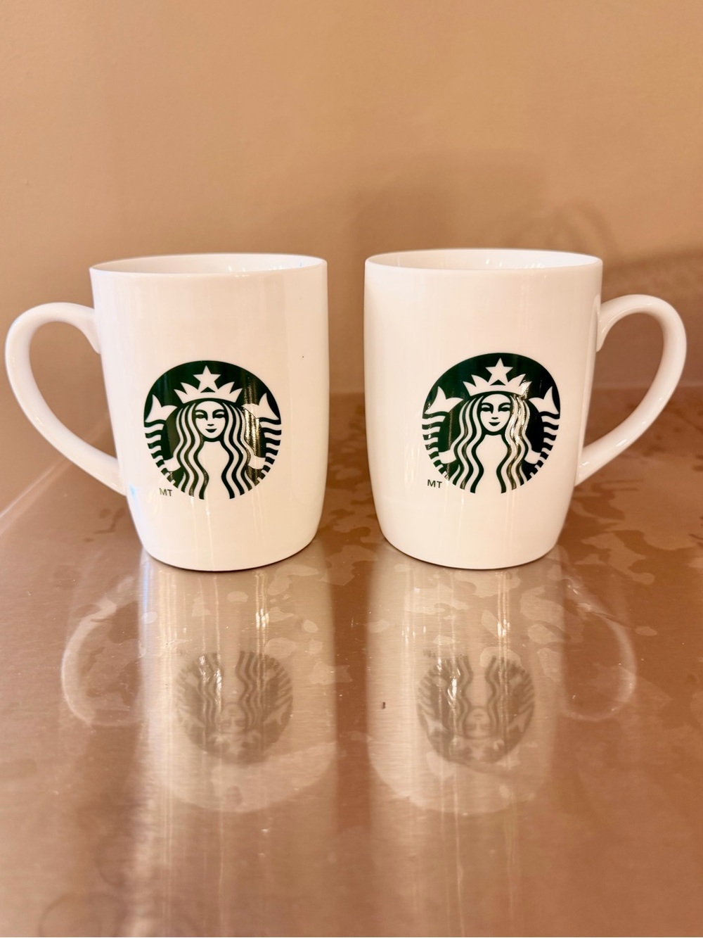 Starbucks White 8 oz Mug Pair with Green Logo